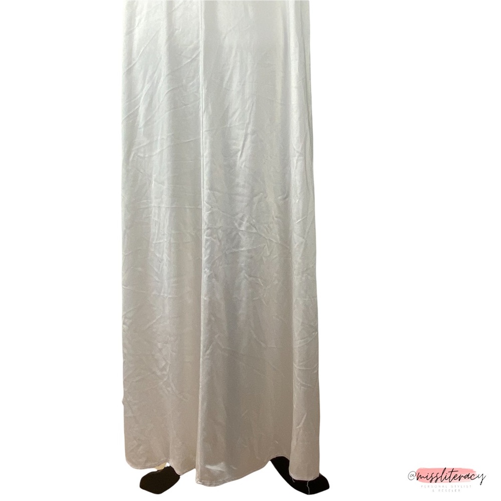 Vintage French Maid Silky Satin Chemise Slip Night Dress in Champagne Cream XXL - Picture 12 of 14